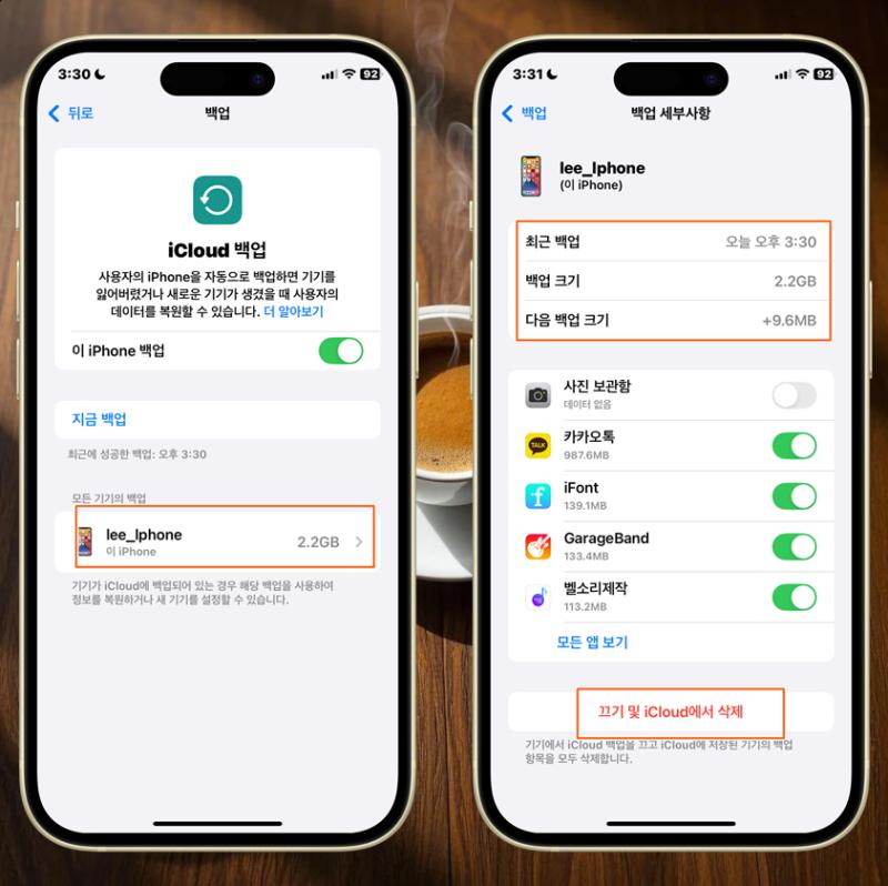 iCloud 백업 확인